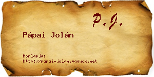 Pápai Jolán névjegykártya